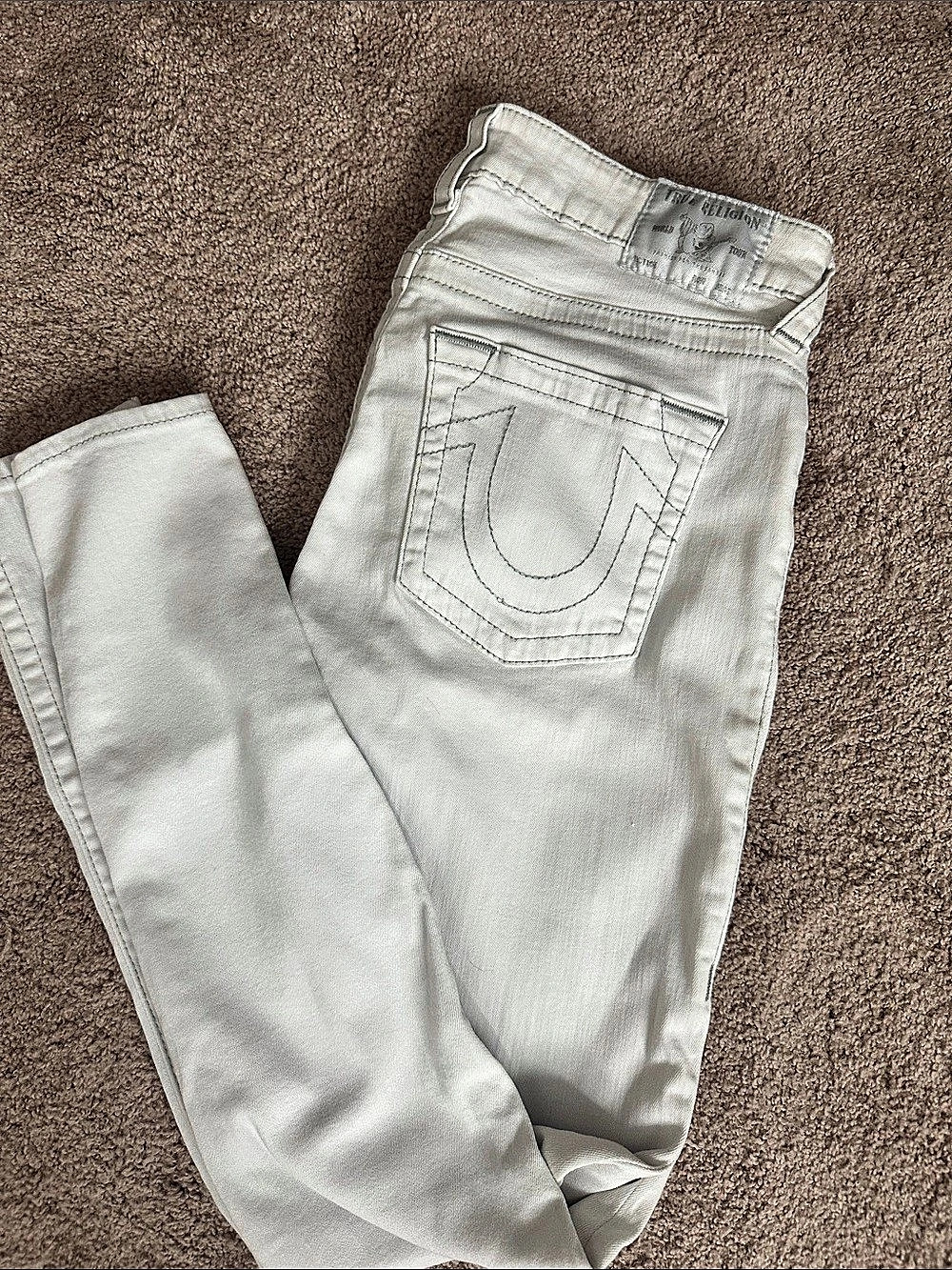 True Religion Jennie Curvy Mid Rise Skinny Jean Jeans White Waist 30